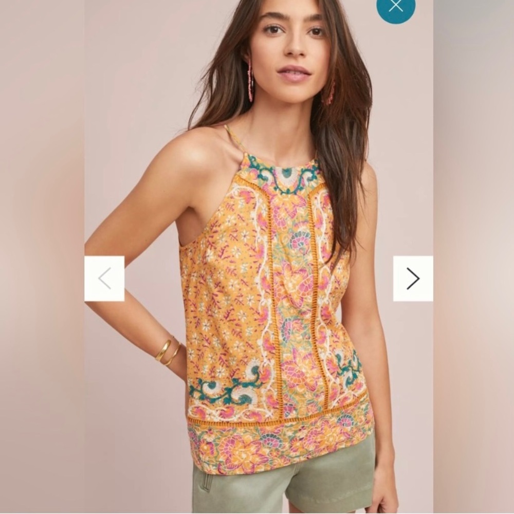 Anthropologie Akemi + Kin Melina Floral Embroidered halter top